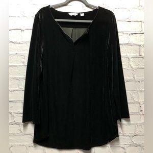 Caffe Marrakesh Black Velvet Tunic Top Sz XL Holiday Christmas Dressy Elegant
